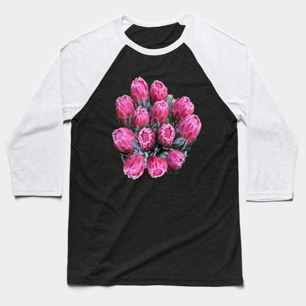 Pink Ice protea Baseball T-Shirt by Just Kidding by Nadine May